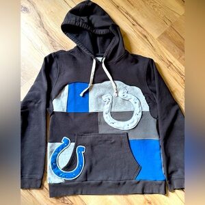 Indianapolis Colts hooded sweatshirt medium. One of a kind upcycled handmade